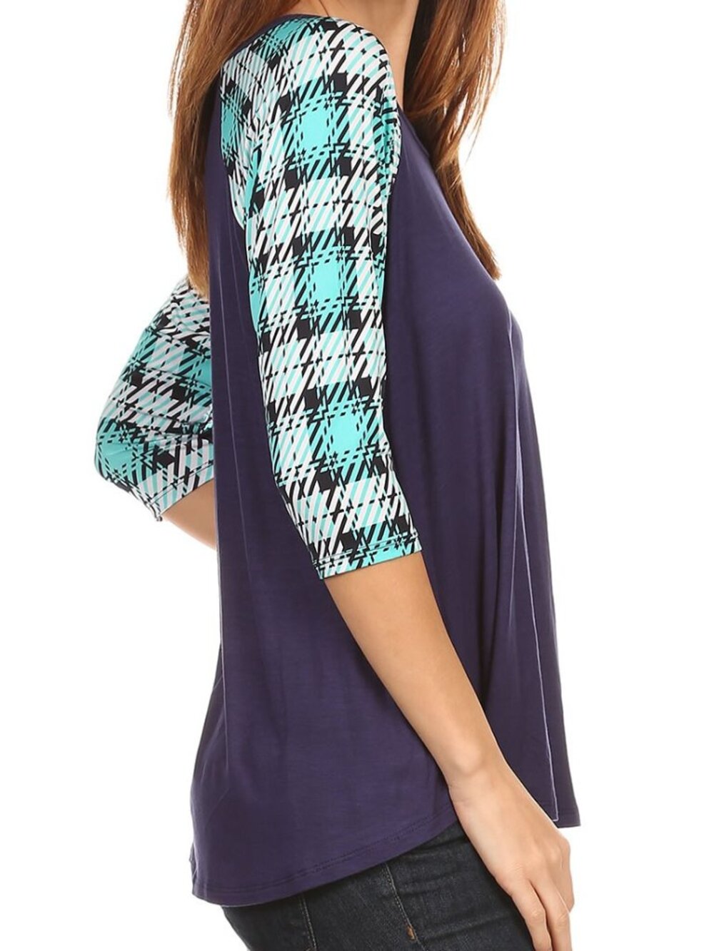 Contrast 3/4 Sleeve Top